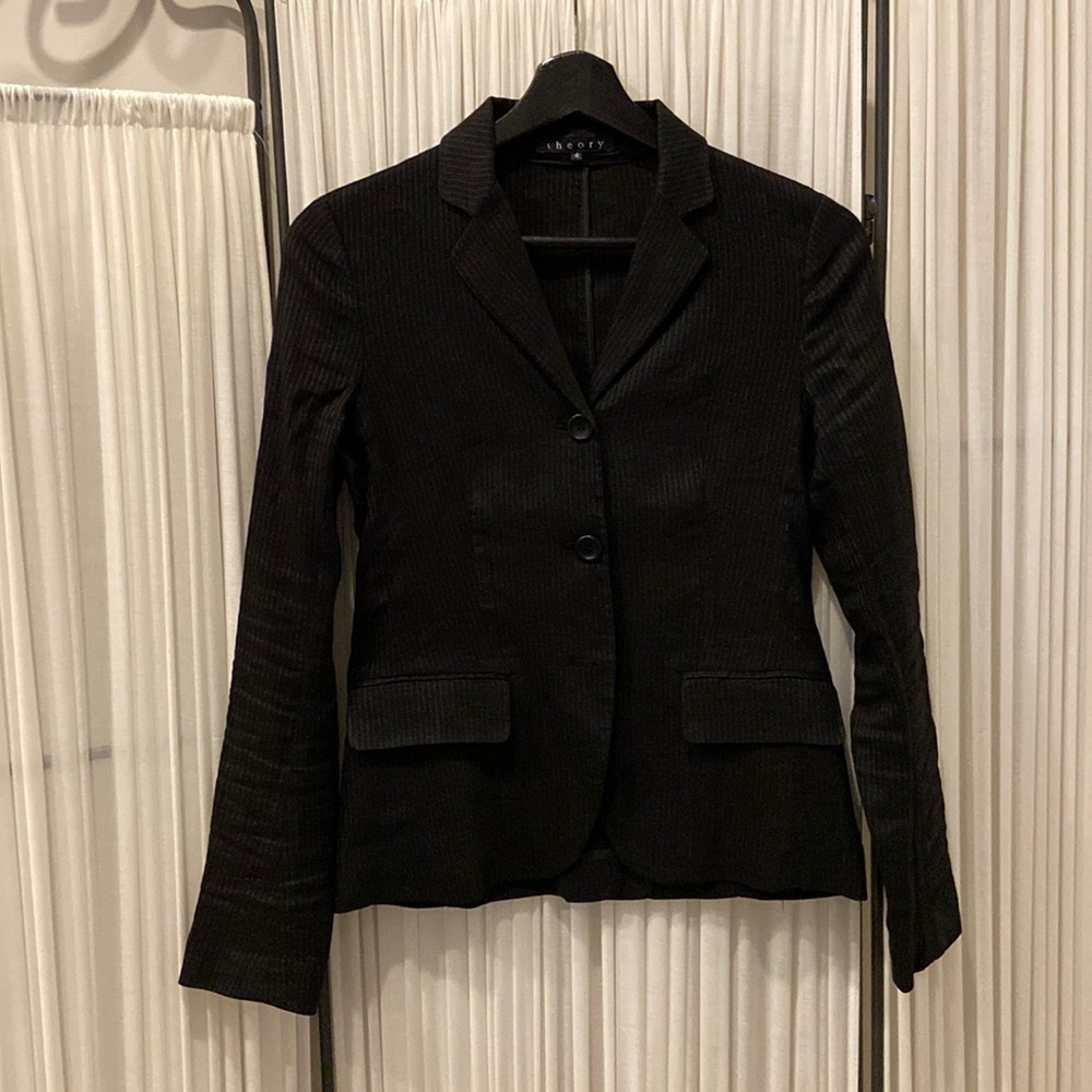 EUC * Theory Pinstripe Linen Blazer * Size 0